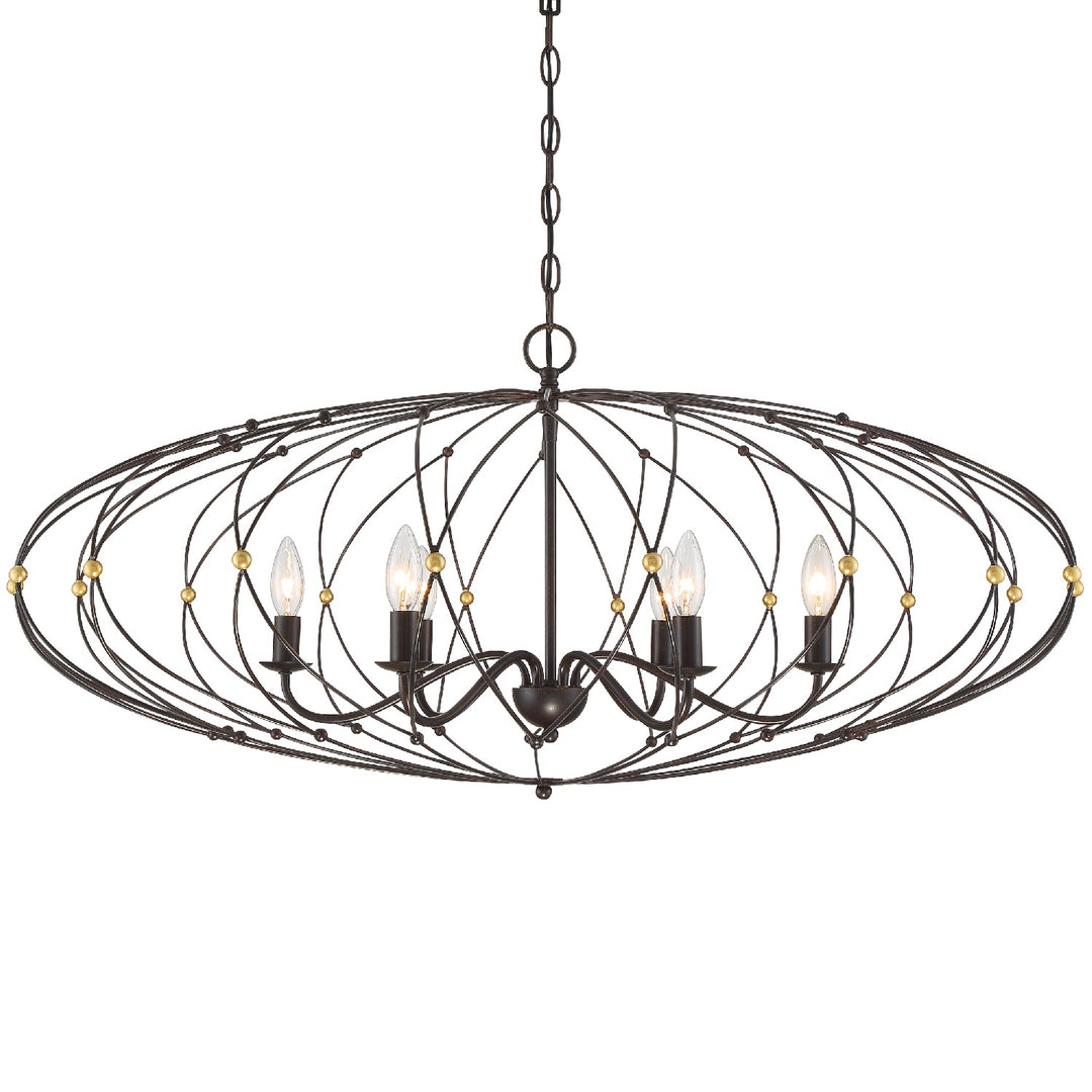 Zucca Six Light Chandelier in English Bronze + Antique Gold - available from The Lighting Shoppe, trusted by Canadian homeowners