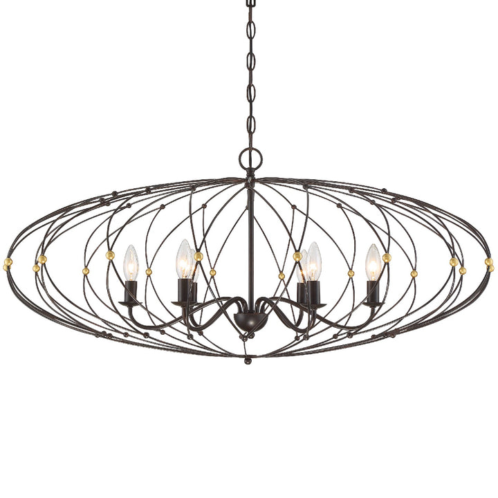 Zucca Six Light Chandelier in English Bronze + Antique Gold - available from The Lighting Shoppe, trusted by Canadian homeowners