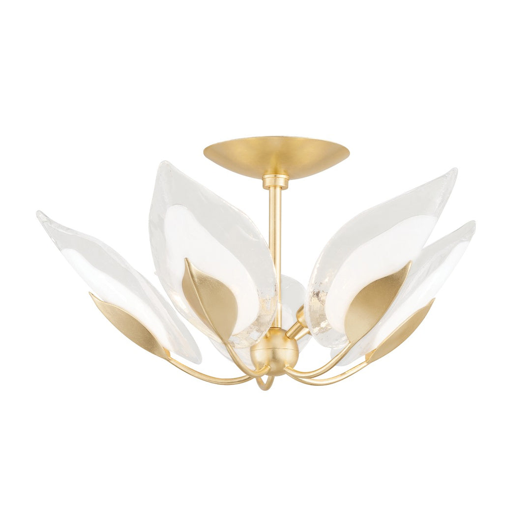 Blossom Five Light Semi Flush Mount in Gold Leaf - available from The Lighting Shoppe, trusted by Canadian homeowners