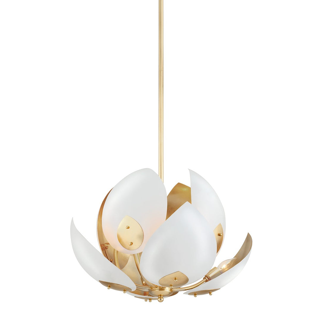 Lotus Eight Light Chandelier in Gold Leaf/White - available from The Lighting Shoppe, trusted by Canadian homeowners