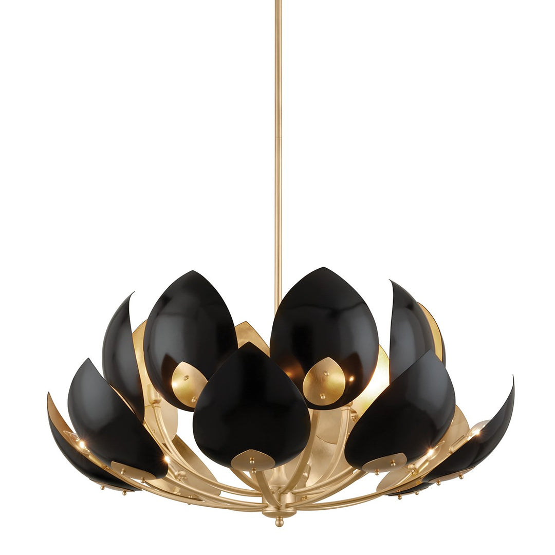 Lotus 16 Light Chandelier in Gold Leaf/Black - available from The Lighting Shoppe, trusted by Canadian homeowners