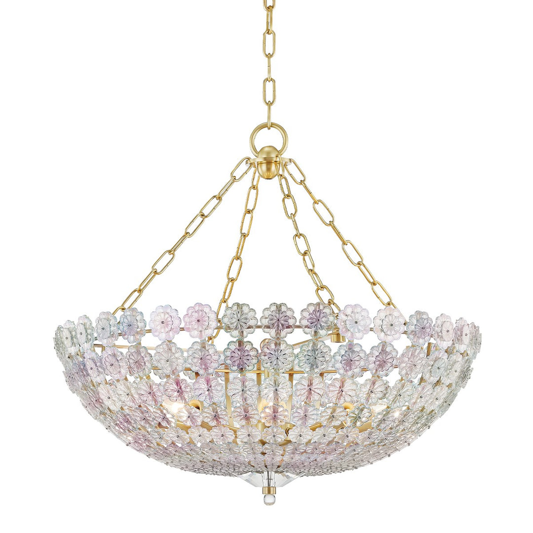 Floral Park Eight Light Chandelier in Aged Brass - available from The Lighting Shoppe, trusted by Canadian homeowners