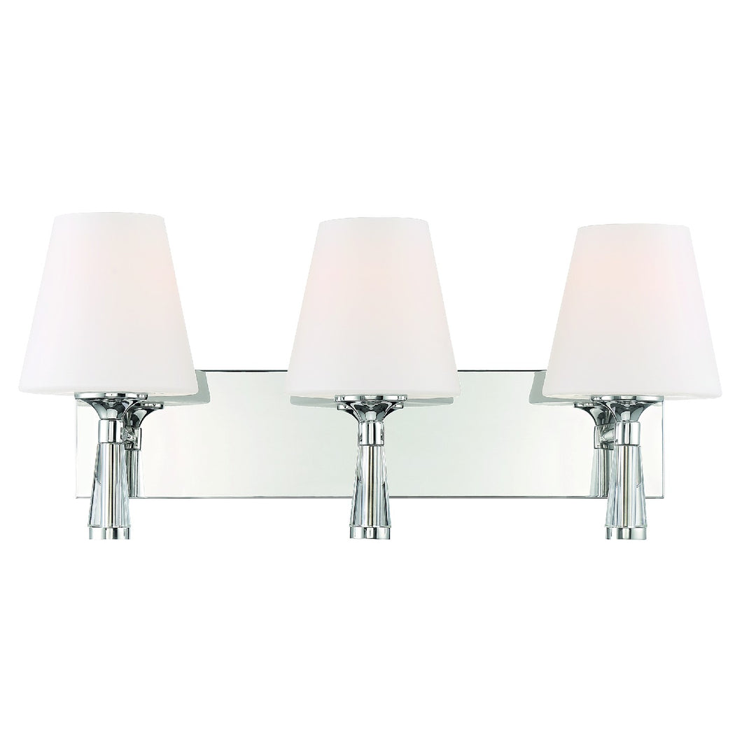 Ramsey Three Light Bathroom Vanity in Polished Nickel - available from The Lighting Shoppe, trusted by Canadian homeowners