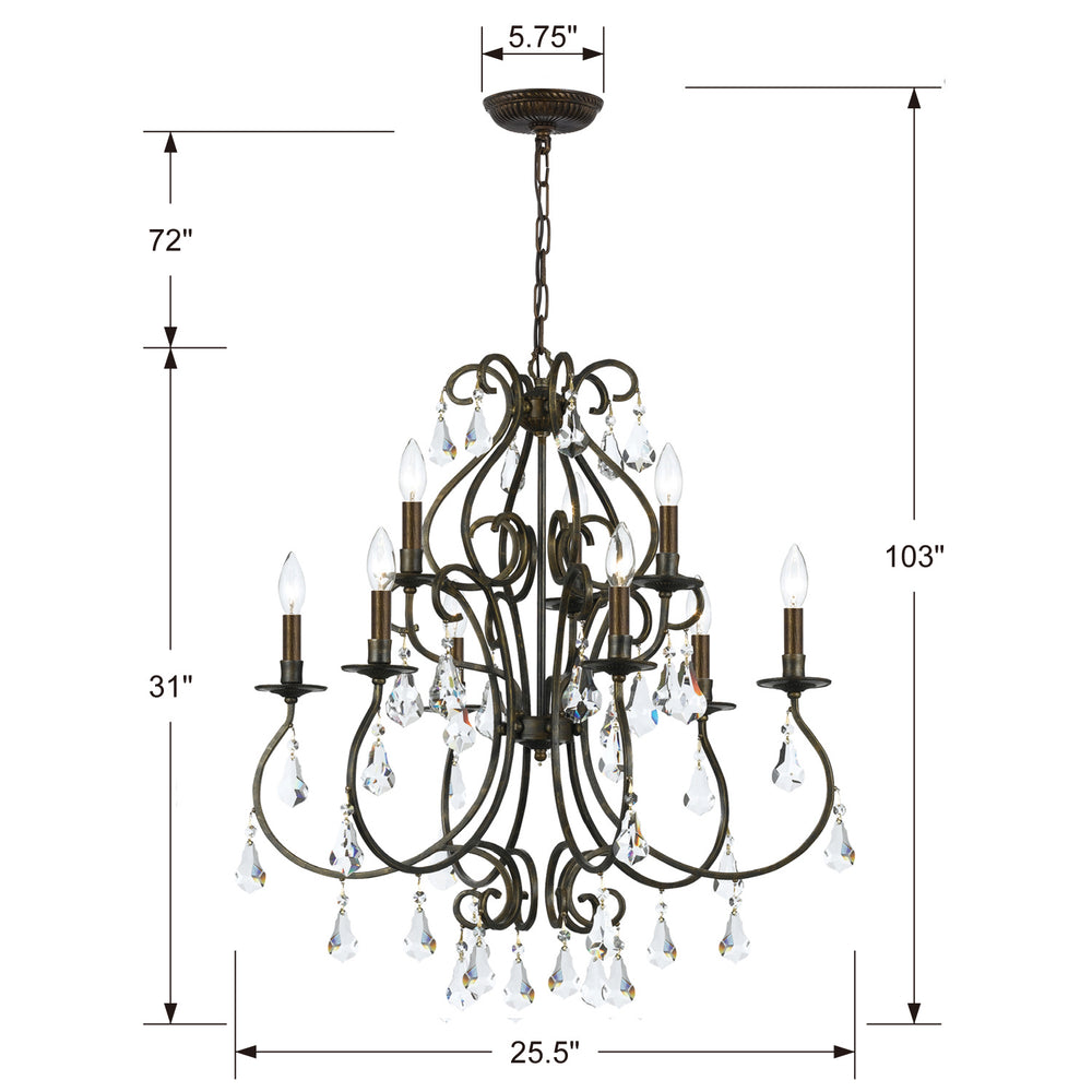 Crystorama - 5019-EB-CL-S - Nine Light Chandelier - Ashton - English Bronze