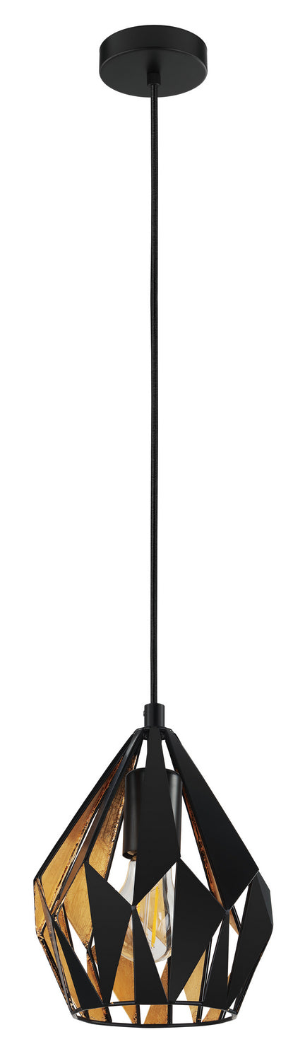 Carlton 3 One Light Pendant in Matte Black/Gold Leaf - available from The Lighting Shoppe, trusted by Canadian homeowners