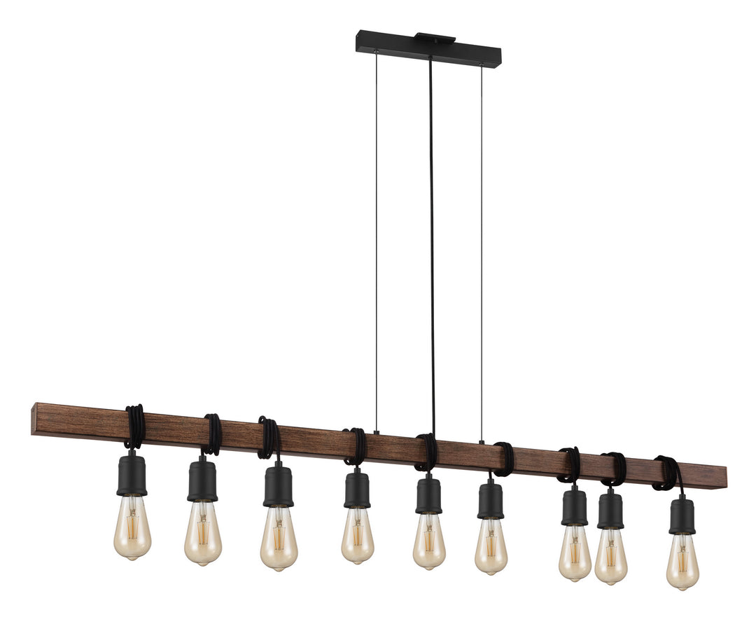 Violon Nine Light Pendant in Black & Dark Brown Wood - available from The Lighting Shoppe, trusted by Canadian homeowners