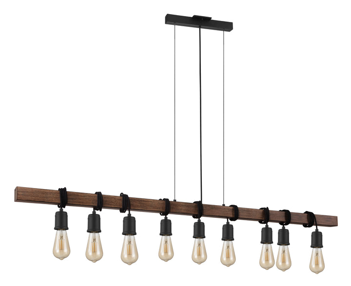 Violon Nine Light Pendant in Black & Dark Brown Wood - available from The Lighting Shoppe, trusted by Canadian homeowners