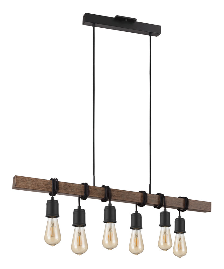 Violon Six Light Pendant in Black, Dark Brown - available from The Lighting Shoppe, trusted by Canadian homeowners