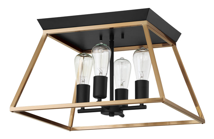 Paulino Four Light Ceiling Mount in Brushed Gold And Matte Black - available from The Lighting Shoppe, trusted by Canadian homeowners