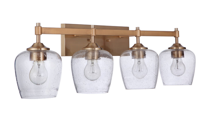 Stellen Four Light Vanity in Satin Brass - available from The Lighting Shoppe, trusted by Canadian homeowners