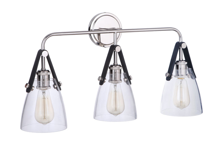 Hagen Three Light Vanity in Polished Nickel - available from The Lighting Shoppe, trusted by Canadian homeowners