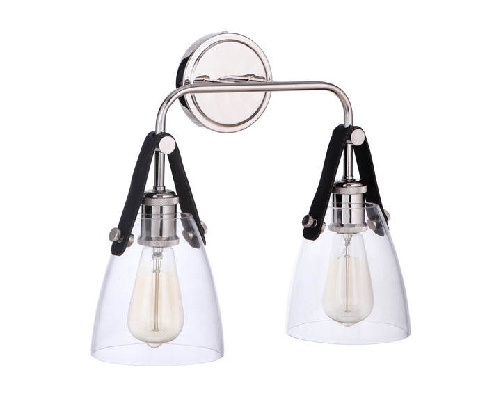 Hagen Two Light Wall Sconce in Polished Nickel - available from The Lighting Shoppe, trusted by Canadian homeowners