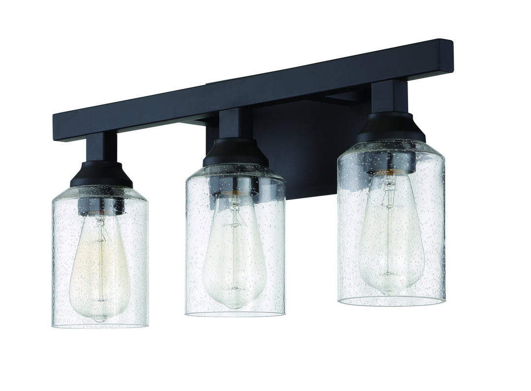 Chicago Three Light Vanity in Flat Black - available from The Lighting Shoppe, trusted by Canadian homeowners