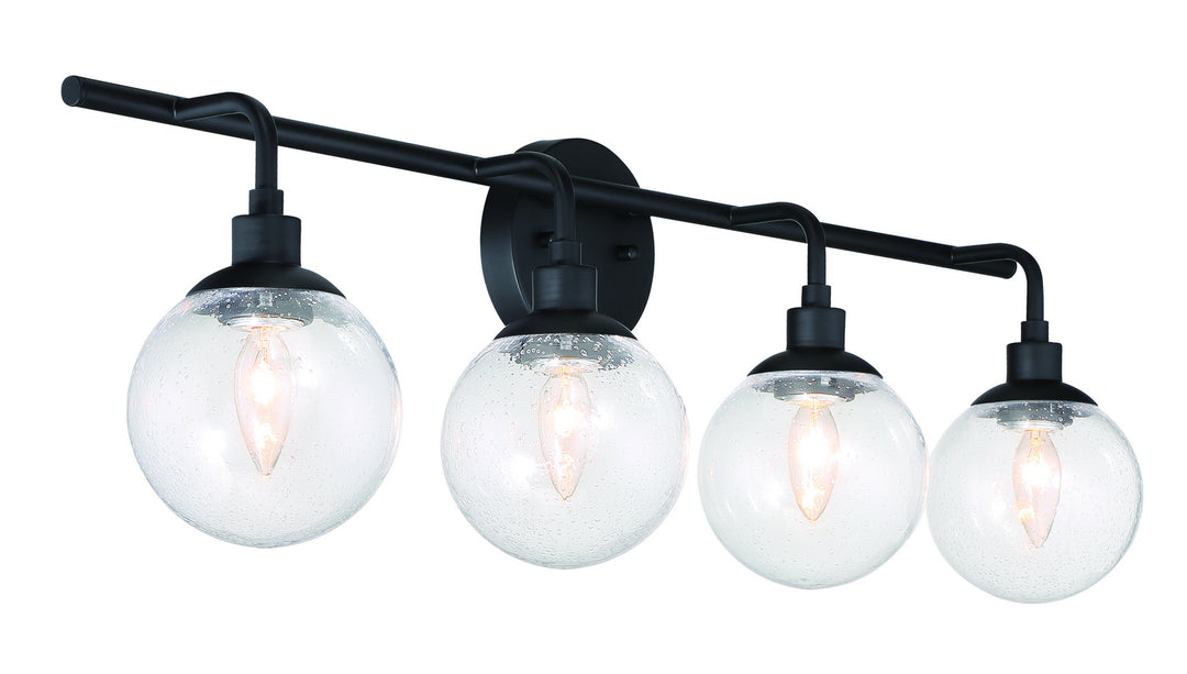 Que Four Light Vanity in Flat Black - available from The Lighting Shoppe, trusted by Canadian homeowners