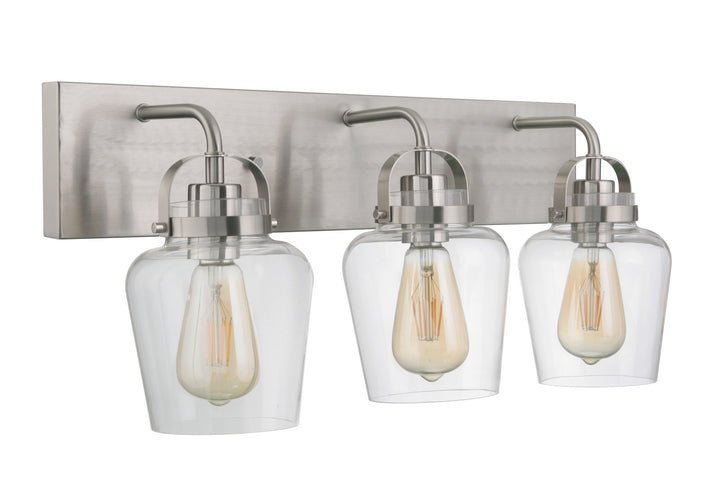 Trystan Three Light Vanity in Brushed Polished Nickel - available from The Lighting Shoppe, trusted by Canadian homeowners