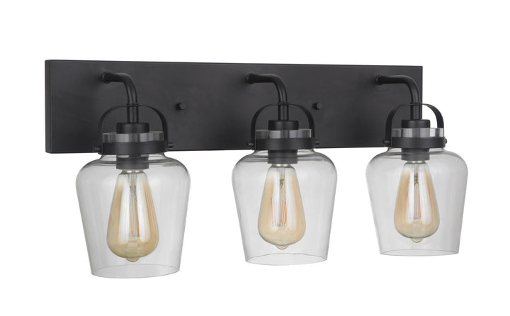 Trystan Three Light Vanity in Flat Black - available from The Lighting Shoppe, trusted by Canadian homeowners