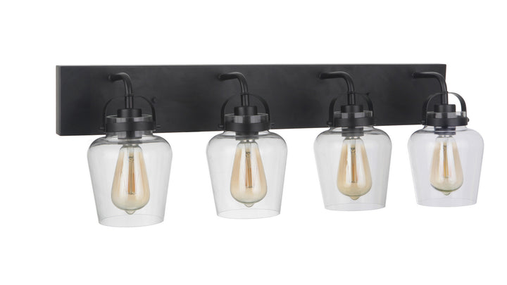 Trystan Four Light Vanity in Flat Black - available from The Lighting Shoppe, trusted by Canadian homeowners