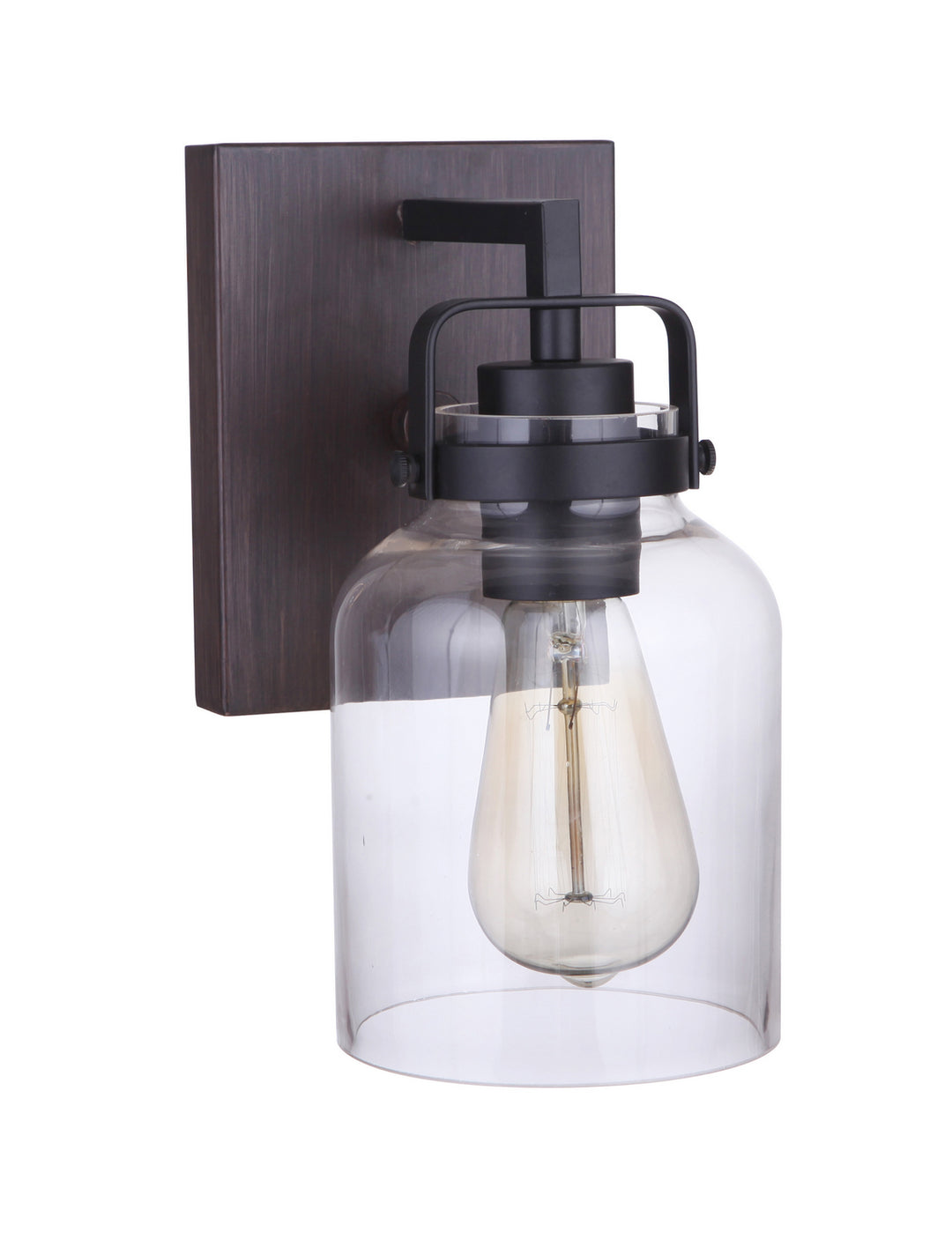 Foxwood One Light Wall Sconce in Flat Black / Dark Teak - available from The Lighting Shoppe, trusted by Canadian homeowners