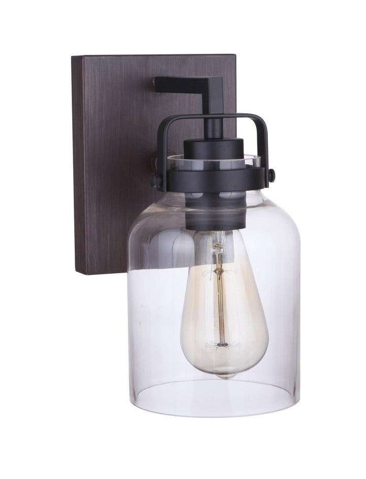Foxwood One Light Wall Sconce in Flat Black / Dark Teak - available from The Lighting Shoppe, trusted by Canadian homeowners