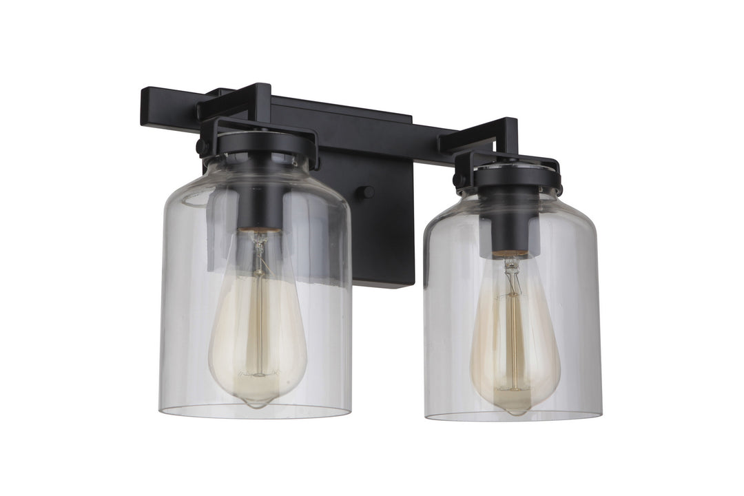 Foxwood Two Light Vanity in Flat Black / Dark Teak - available from The Lighting Shoppe, trusted by Canadian homeowners