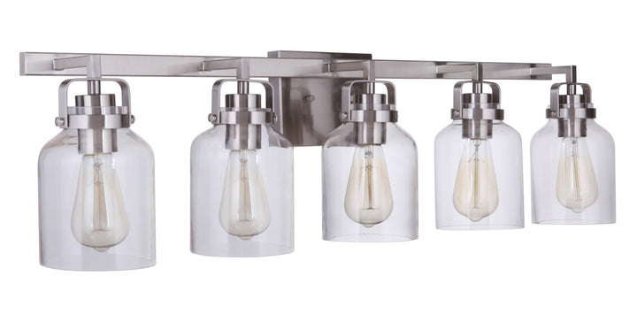 Foxwood Five Light Vanity in Brushed Polished Nickel - available from The Lighting Shoppe, trusted by Canadian homeowners