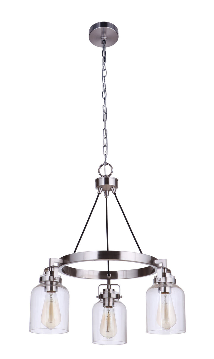 Foxwood Three Light Chandelier in Brushed Polished Nickel - available from The Lighting Shoppe, trusted by Canadian homeowners