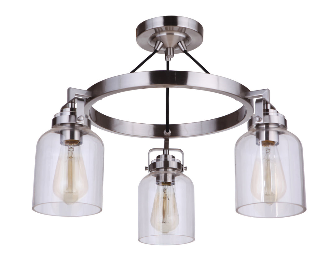 Foxwood Three Light Convertible Semi Flush in Brushed Polished Nickel - available from The Lighting Shoppe, trusted by Canadian homeowners
