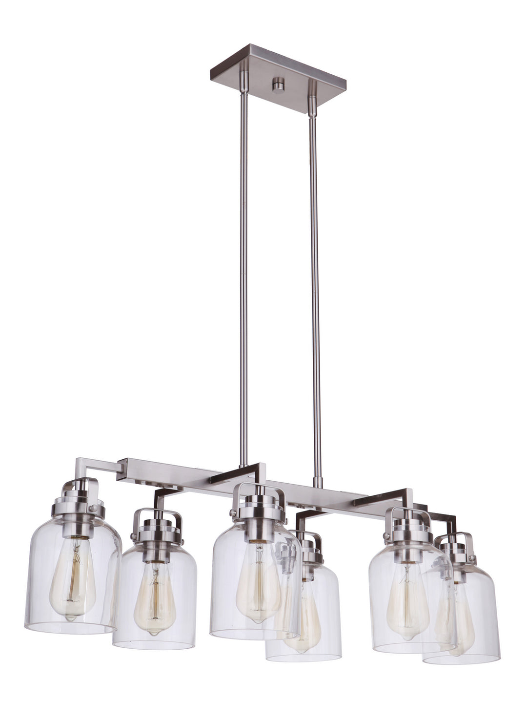 Foxwood Six Light Island Pendant in Brushed Polished Nickel - available from The Lighting Shoppe, trusted by Canadian homeowners