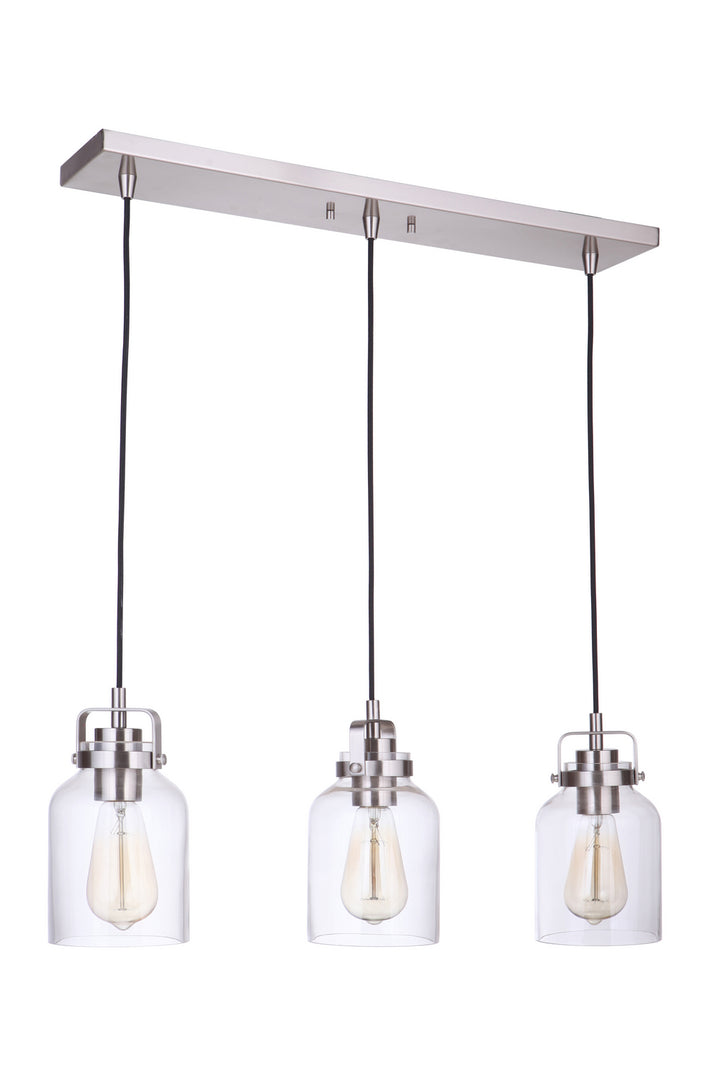 Foxwood Three Light Linear Pendant in Brushed Polished Nickel - available from The Lighting Shoppe, trusted by Canadian homeowners