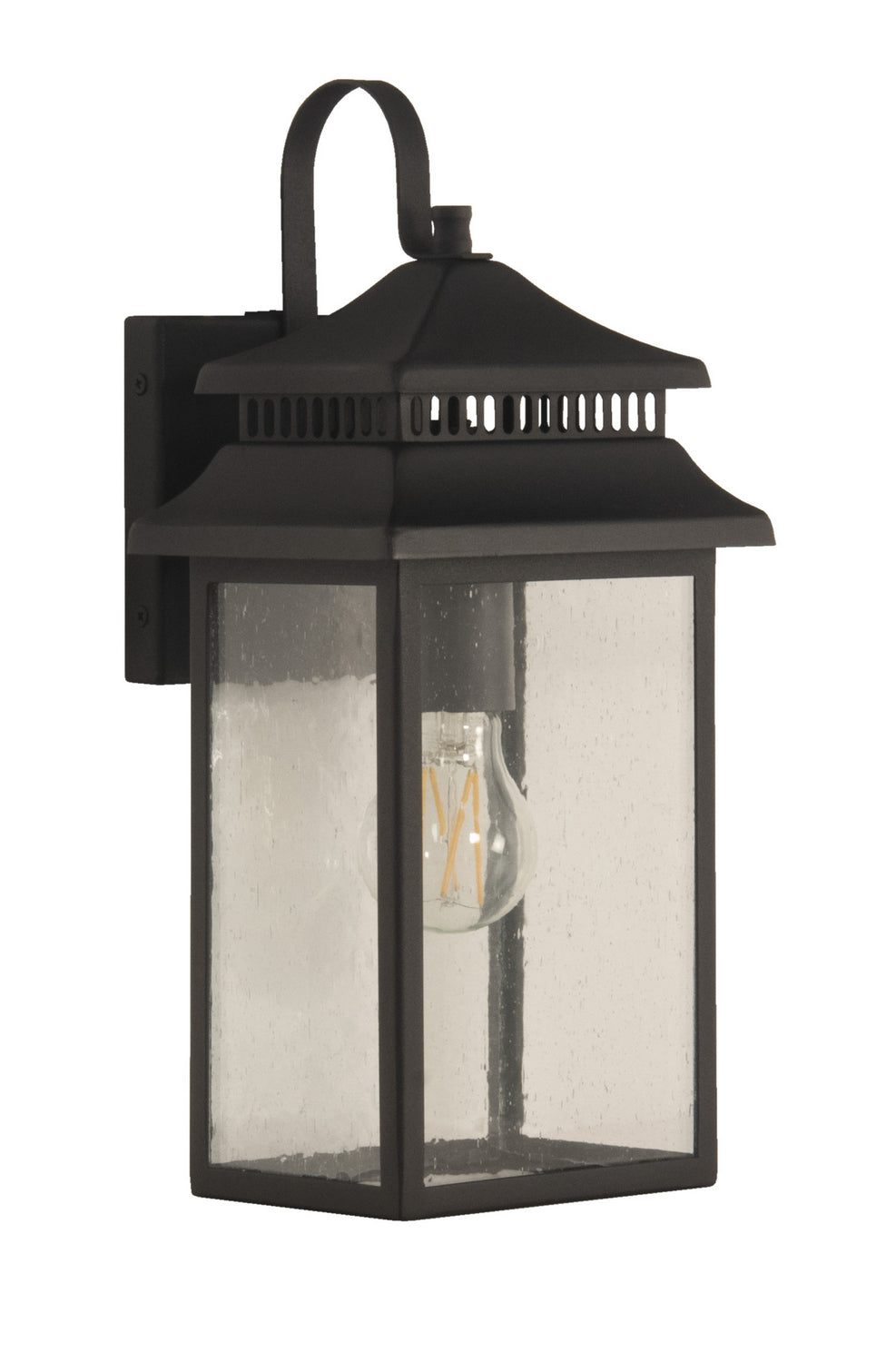 Crossbend One Light Outdoor Wall Mount in Textured Black - available from The Lighting Shoppe, trusted by Canadian homeowners