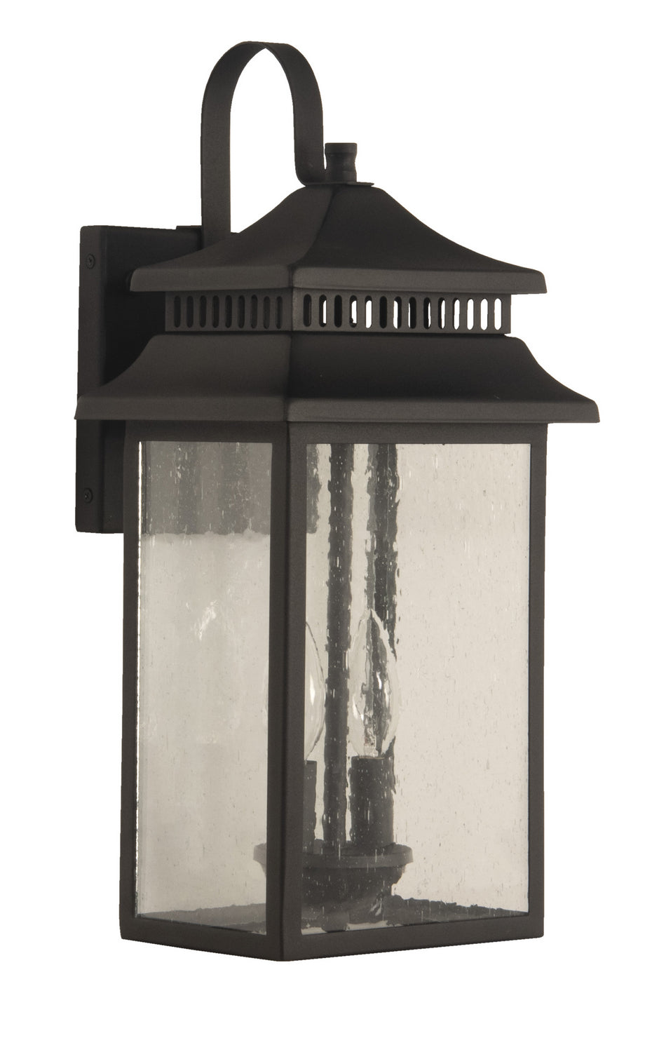 Crossbend Two Light Outdoor Wall Mount in Textured Black - available from The Lighting Shoppe, trusted by Canadian homeowners