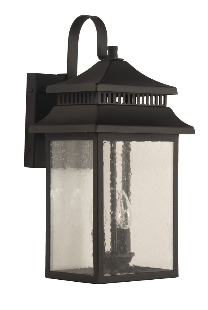 Crossbend Three Light Outdoor Wall Mount in Textured Black - available from The Lighting Shoppe, trusted by Canadian homeowners