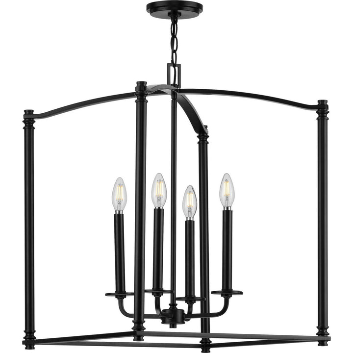 Winslett Four Light Foyer Pendant in Black - available from The Lighting Shoppe, trusted by Canadian homeowners