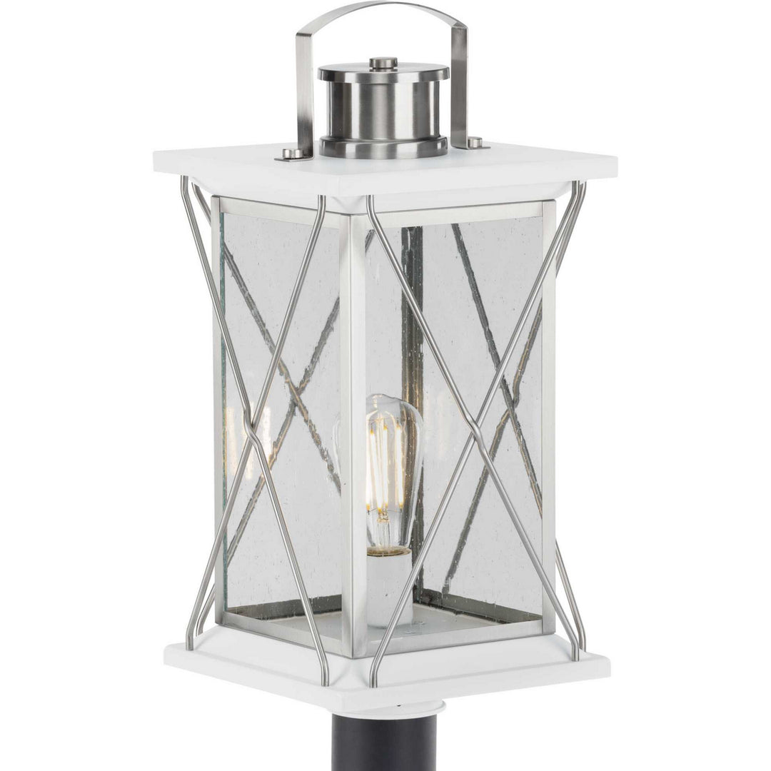 Barlowe One Light Post Lantern in Stainless Steel - available from The Lighting Shoppe, trusted by Canadian homeowners