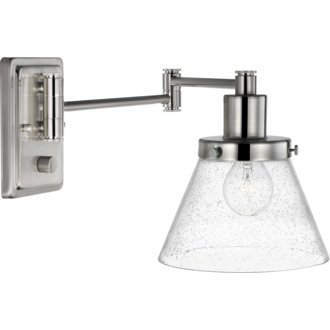 Hinton One Light Swing Arm Wall Lamp in Brushed Nickel - available from The Lighting Shoppe, trusted by Canadian homeowners