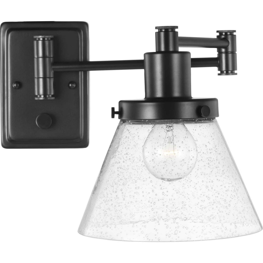 Hinton One Light Swing Arm Wall Lamp in Black - available from The Lighting Shoppe, trusted by Canadian homeowners