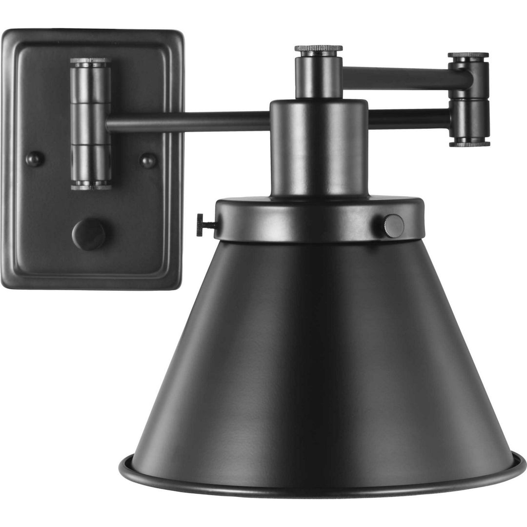 Hinton One Light Swing Arm Wall Lamp in Black - available from The Lighting Shoppe, trusted by Canadian homeowners