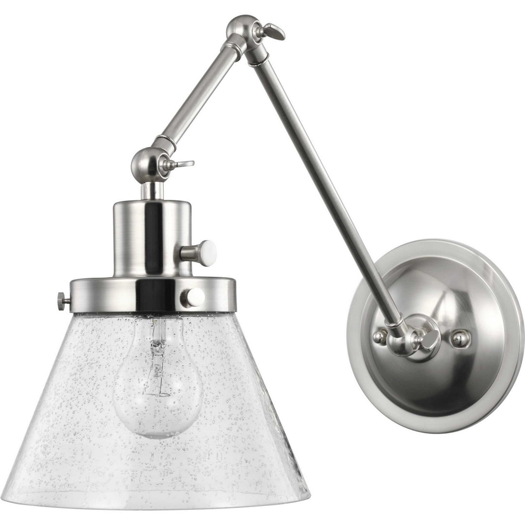 Hinton One Light Swing Arm Wall Lamp in Brushed Nickel - available from The Lighting Shoppe, trusted by Canadian homeowners