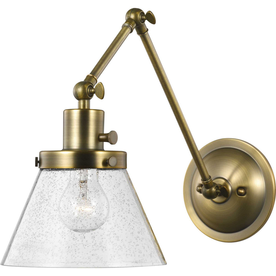 Hinton One Light Swing Arm Wall Lamp in Vintage Brass - available from The Lighting Shoppe, trusted by Canadian homeowners