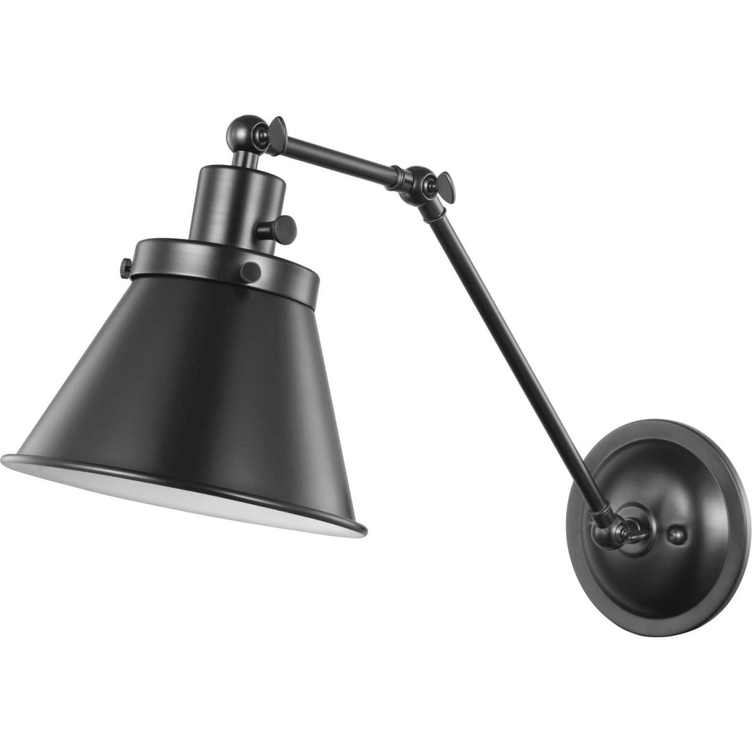 Hinton One Light Swing Arm Wall Lamp in Black - available from The Lighting Shoppe, trusted by Canadian homeowners