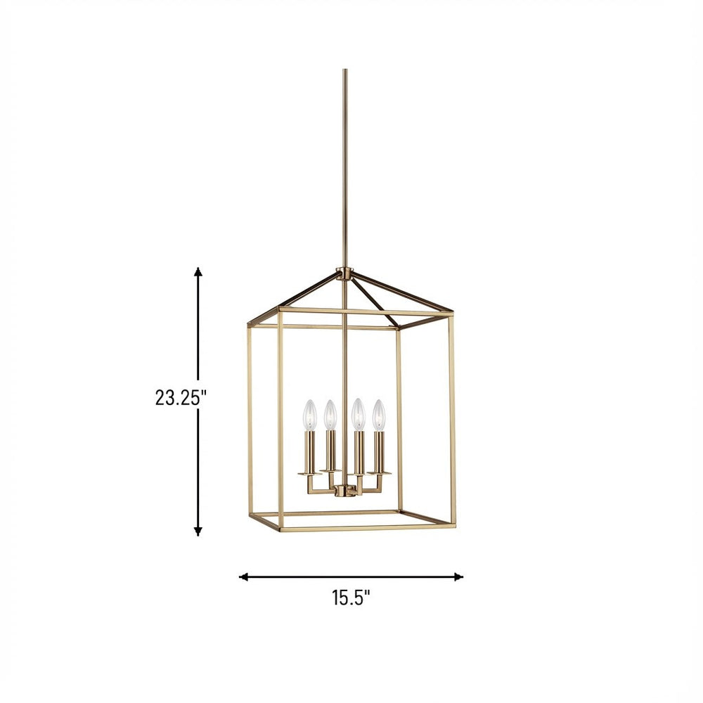 Generation Lighting Canada - 5115004-848 - Four Light Hall / Foyer Pendant - Perryton - Satin Brass