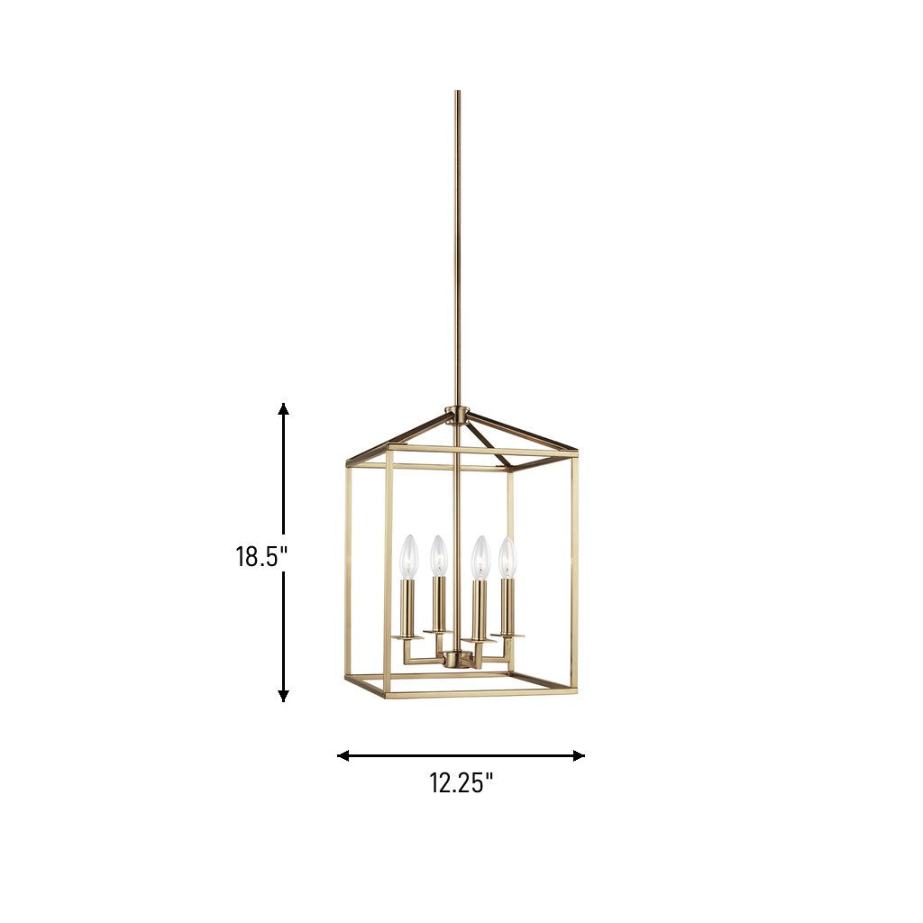 Generation Lighting Canada - 5215004-848 - Four Light Hall / Foyer Pendant - Perryton - Satin Brass