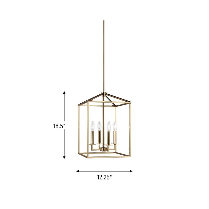 Generation Lighting Canada - 5215004-848 - Four Light Hall / Foyer Pendant - Perryton - Satin Brass