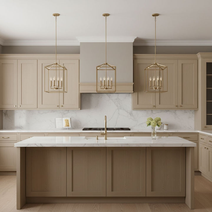 Generation Lighting Canada - 5215004-848 - Four Light Hall / Foyer Pendant - Perryton - Satin Brass