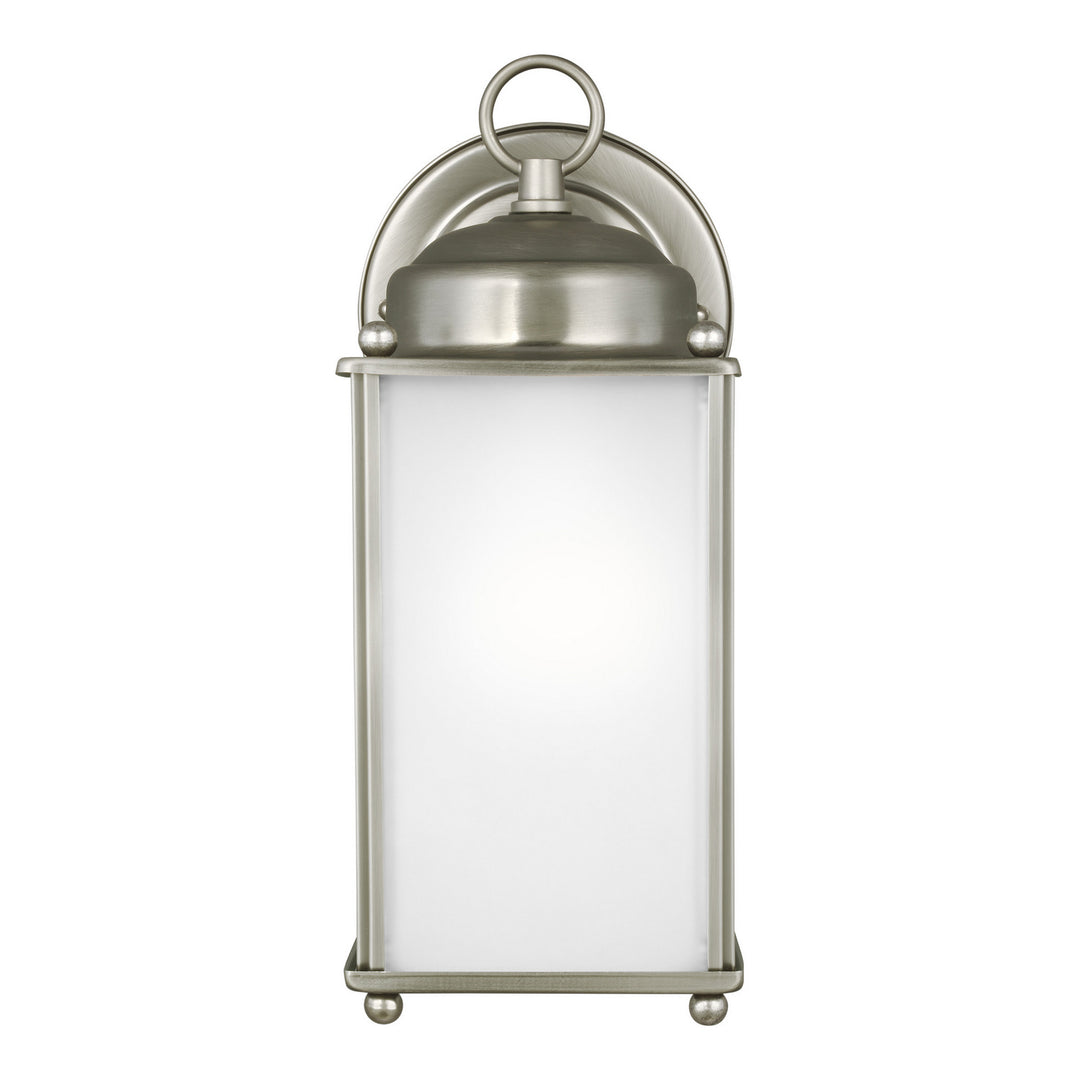 New Castle One Light Outdoor Wall Lantern in Antique Brushed Nickel - available from The Lighting Shoppe, trusted by Canadian homeowners