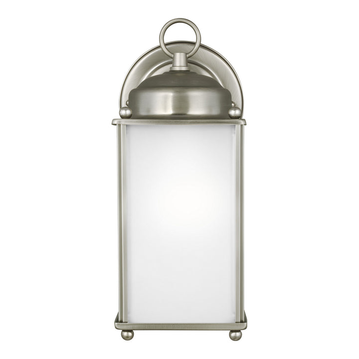 New Castle One Light Outdoor Wall Lantern in Antique Brushed Nickel - available from The Lighting Shoppe, trusted by Canadian homeowners