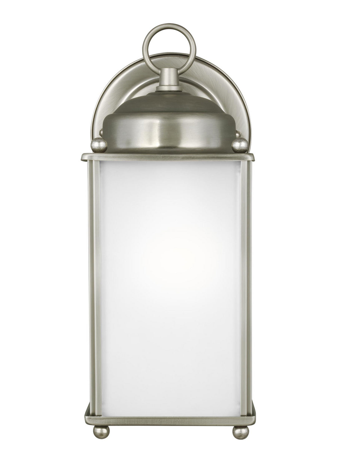New Castle One Light Outdoor Wall Lantern in Antique Brushed Nickel - available from The Lighting Shoppe, trusted by Canadian homeowners