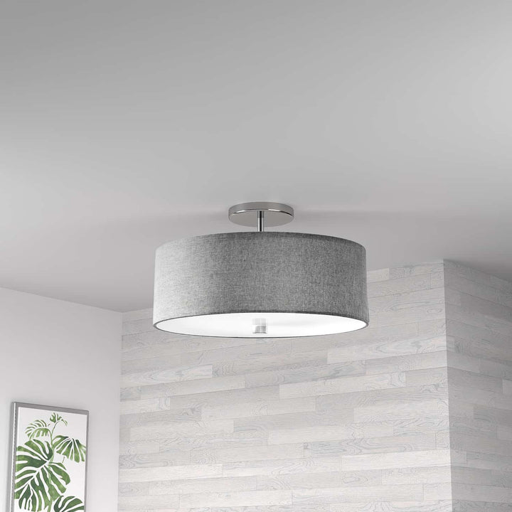 Dainolite Canada - 571-143SF-PC-GRY - Three Light Semi-Flush Mount - Everly - Grey