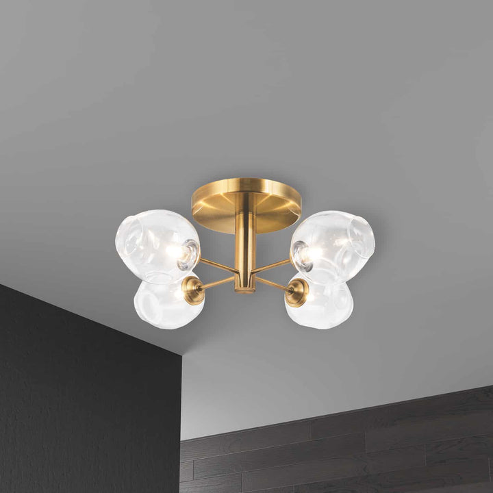 Dainolite Canada - ABI-204SF-VB-CLR - Four Light Semi Flush Mount - Abii - Vintage Bronze
