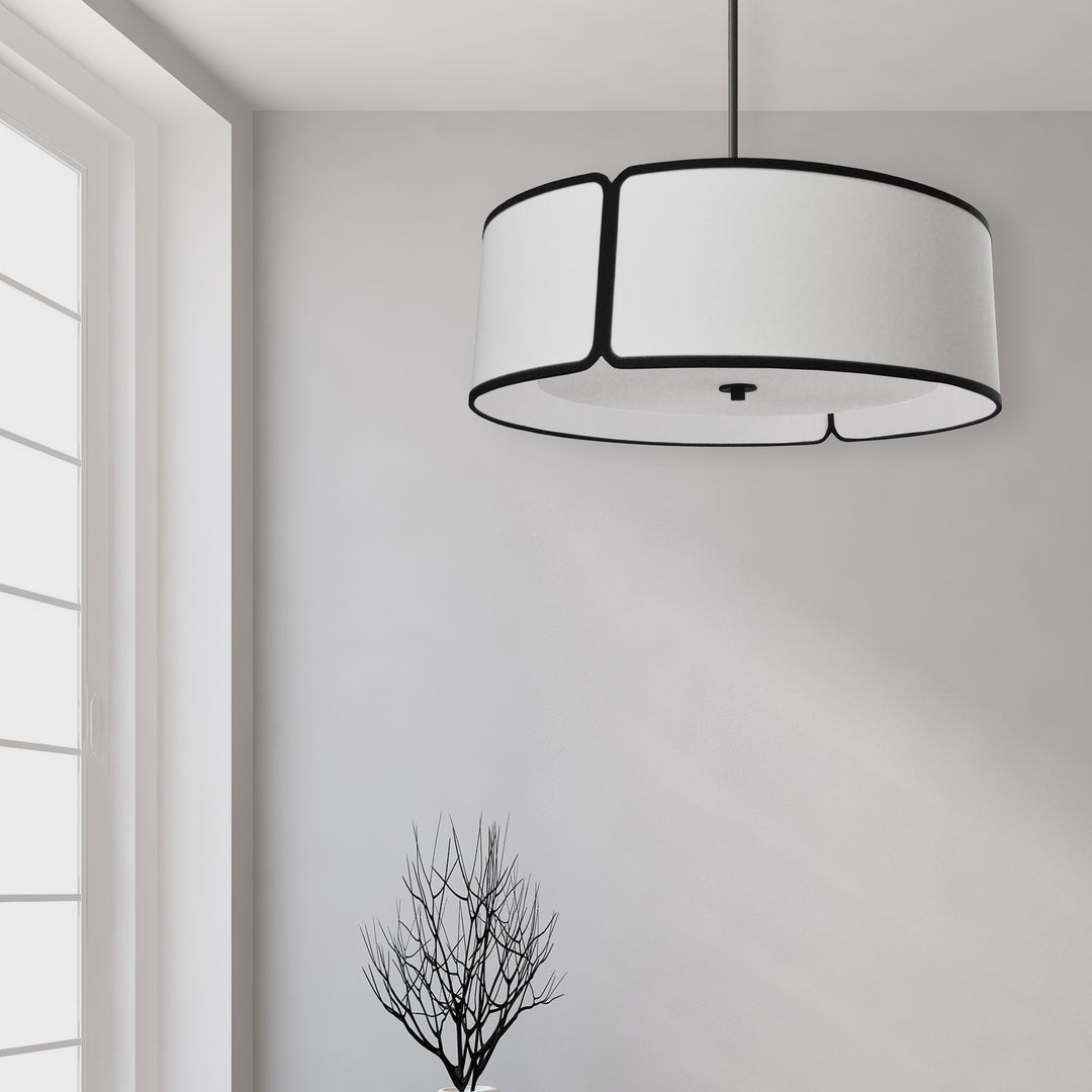 Dainolite Canada - NDR-243P-BK-WH - Four Light Pendant - Notched Drum - White
